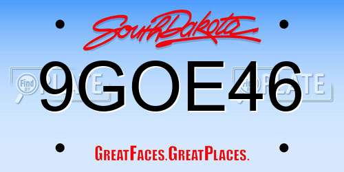 9GOE46 South Dakota License Plate
