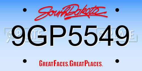 9GP5549 South Dakota License Plate