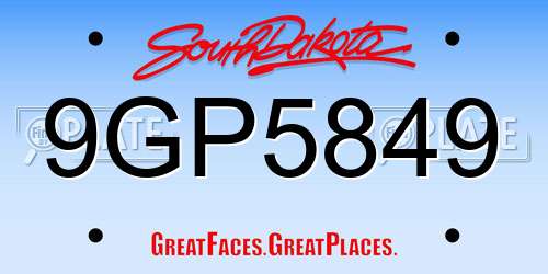 9GP5849 South Dakota License Plate