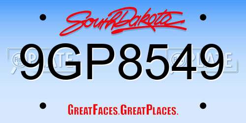9GP8549 South Dakota License Plate