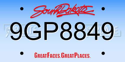 9GP8849 South Dakota License Plate