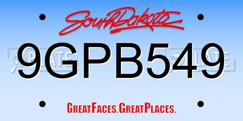 9GPB549 South Dakota License Plate