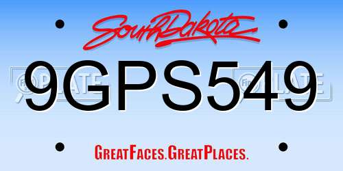 9GPS549 South Dakota License Plate