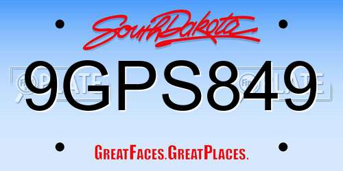 9GPS849 South Dakota License Plate