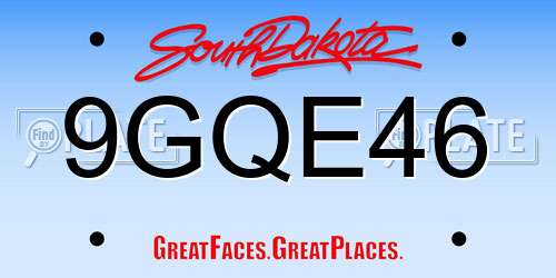 9GQE46 South Dakota License Plate
