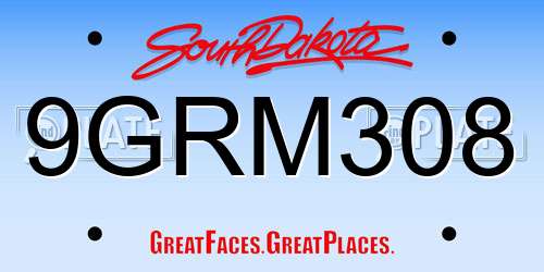 9GRM308 South Dakota License Plate