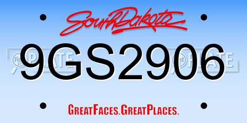 9GS2906 South Dakota License Plate
