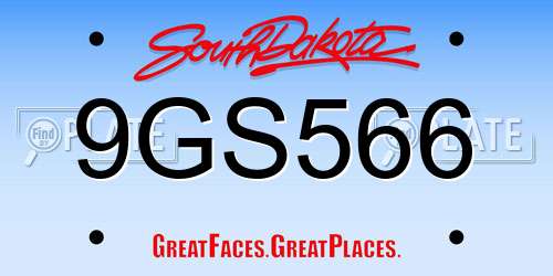 9GS566 South Dakota License Plate