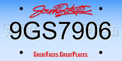 9GS7906 South Dakota License Plate