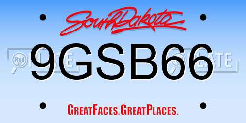 9GSB66 South Dakota License Plate
