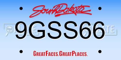 9GSS66 South Dakota License Plate