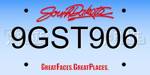 9GST906 South Dakota License Plate
