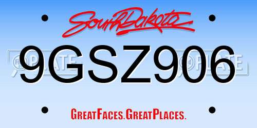9GSZ906 South Dakota License Plate