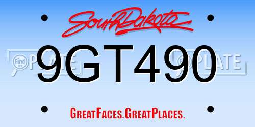 9GT490 South Dakota License Plate