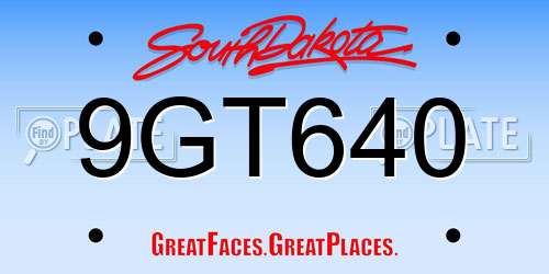 9GT640 South Dakota License Plate