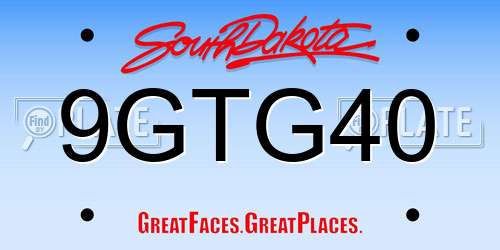 9GTG40 South Dakota License Plate