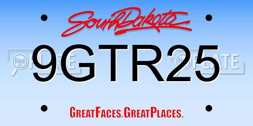 9GTR25 South Dakota License Plate