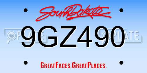 9GZ490 South Dakota License Plate