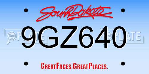 9GZ640 South Dakota License Plate