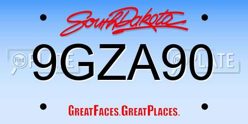 9GZA90 South Dakota License Plate