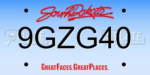 9GZG40 South Dakota License Plate