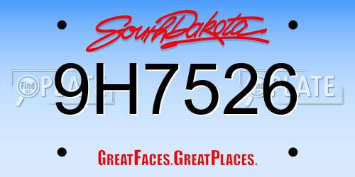 9H7526 South Dakota License Plate