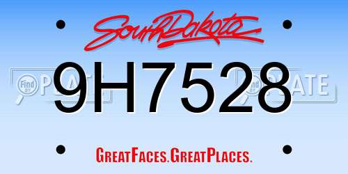 9H7528 South Dakota License Plate