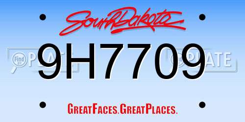 9H7709 South Dakota License Plate