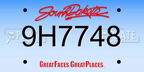 9H7748 South Dakota License Plate