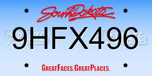 9HFX496 South Dakota License Plate