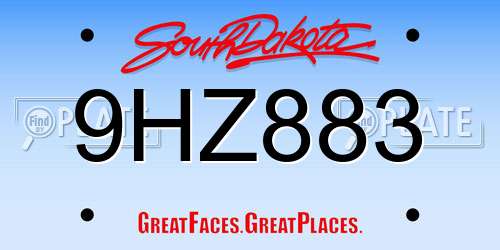 9HZ883 South Dakota License Plate