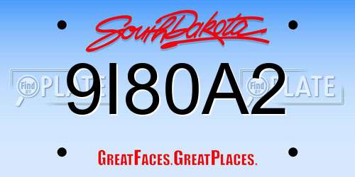 9I80A2 South Dakota License Plate