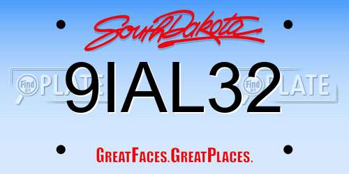 9IAL32 South Dakota License Plate
