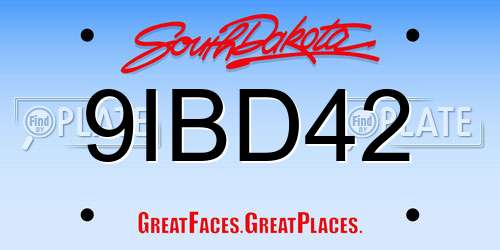 9IBD42 South Dakota License Plate