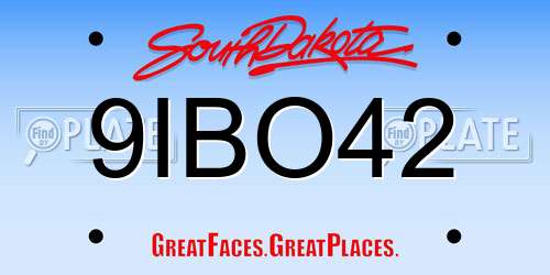 9IBO42 South Dakota License Plate