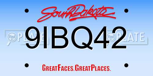 9IBQ42 South Dakota License Plate