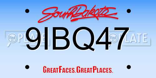 9IBQ47 South Dakota License Plate