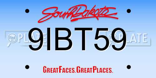 9IBT59 South Dakota License Plate