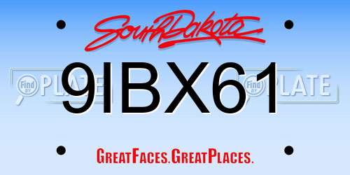 9IBX61 South Dakota License Plate