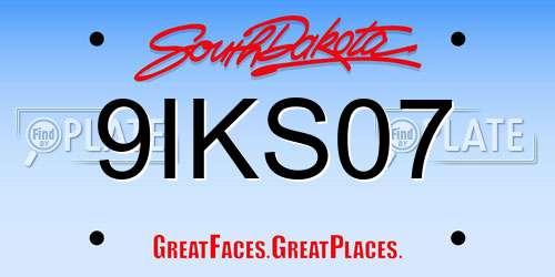 9IKS07 South Dakota License Plate