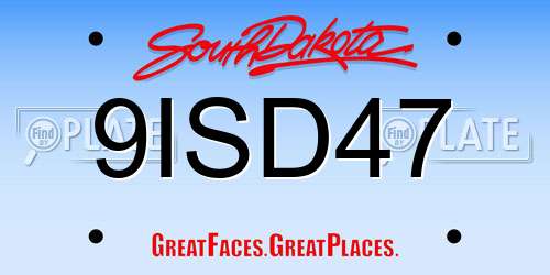 9ISD47 South Dakota License Plate