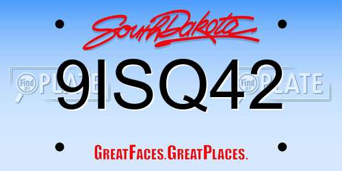 9ISQ42 South Dakota License Plate