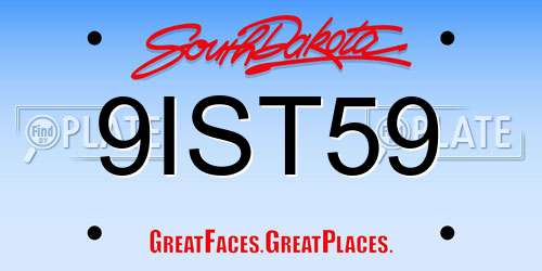 9IST59 South Dakota License Plate