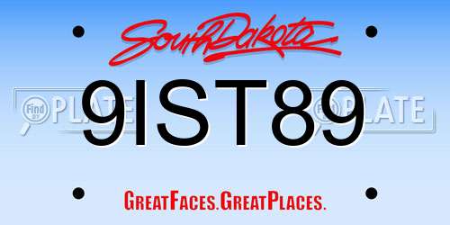 9IST89 South Dakota License Plate