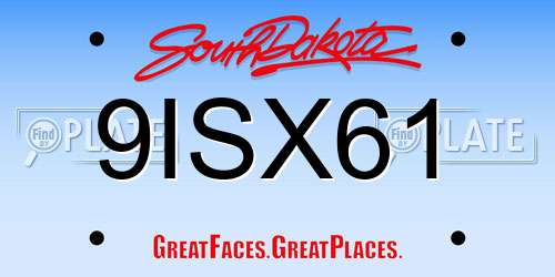 9ISX61 South Dakota License Plate