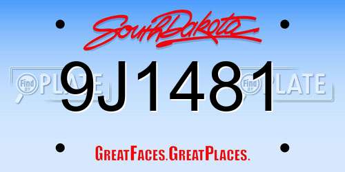9J1481 South Dakota License Plate