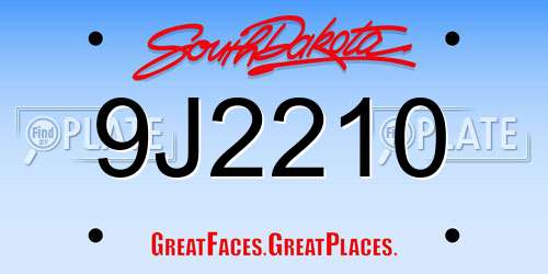 9J2210 South Dakota License Plate