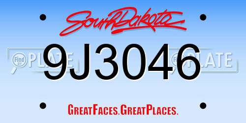 9J3046 South Dakota License Plate