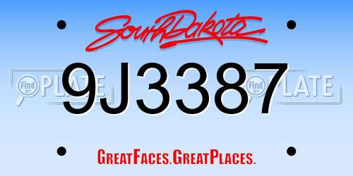 9J3387 South Dakota License Plate