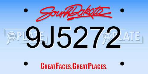 9J5272 South Dakota License Plate